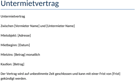 untermietvertrag