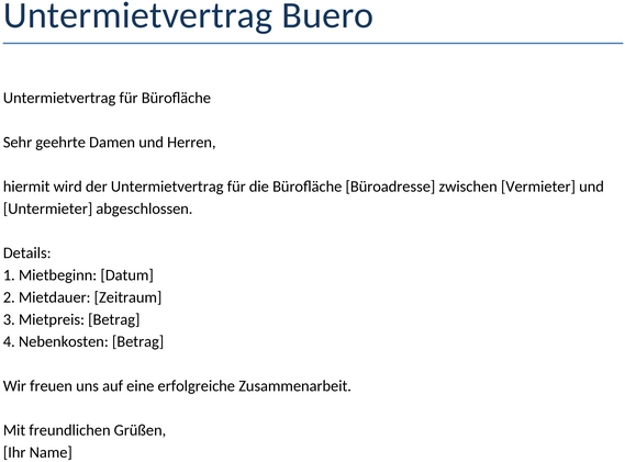 untermietvertrag-buero