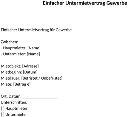 untermietvertrag-gewerbe