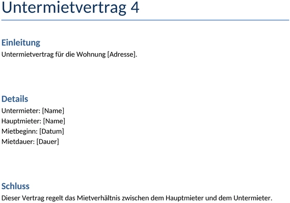 untermietvertrag-vorlage