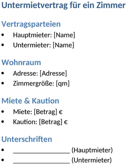 untermietvertrag-zimmer