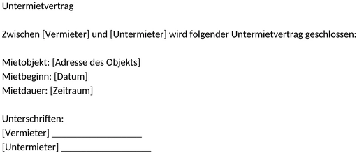 untermietvertrag