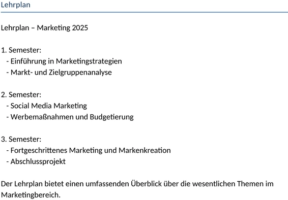 unterrichtsplan