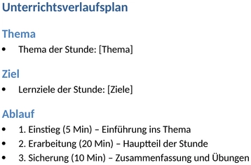 unterrichtsverlaufsplan