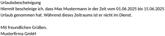 urlaubsbescheinigung-arbeit-job