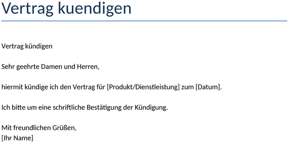 vertragskuendigung-vorlage