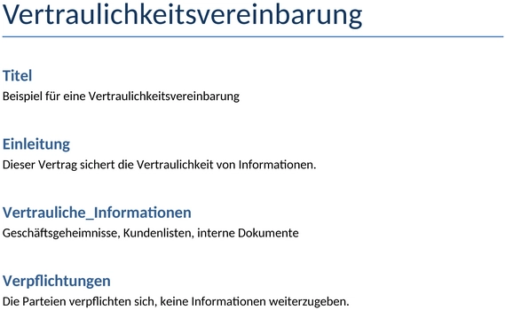 vertraulichkeitsvereinbarung