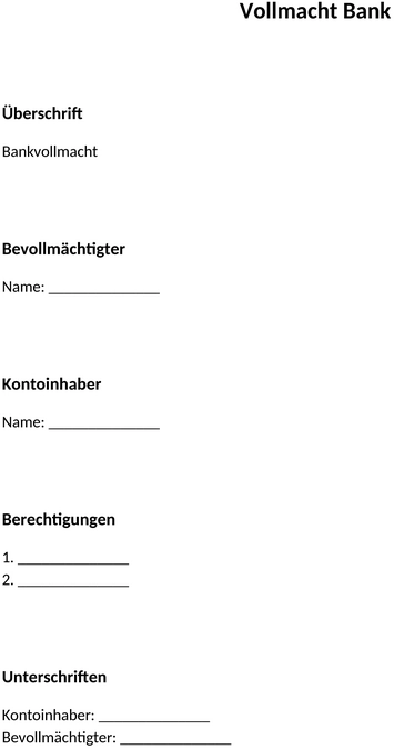vollmacht-bank