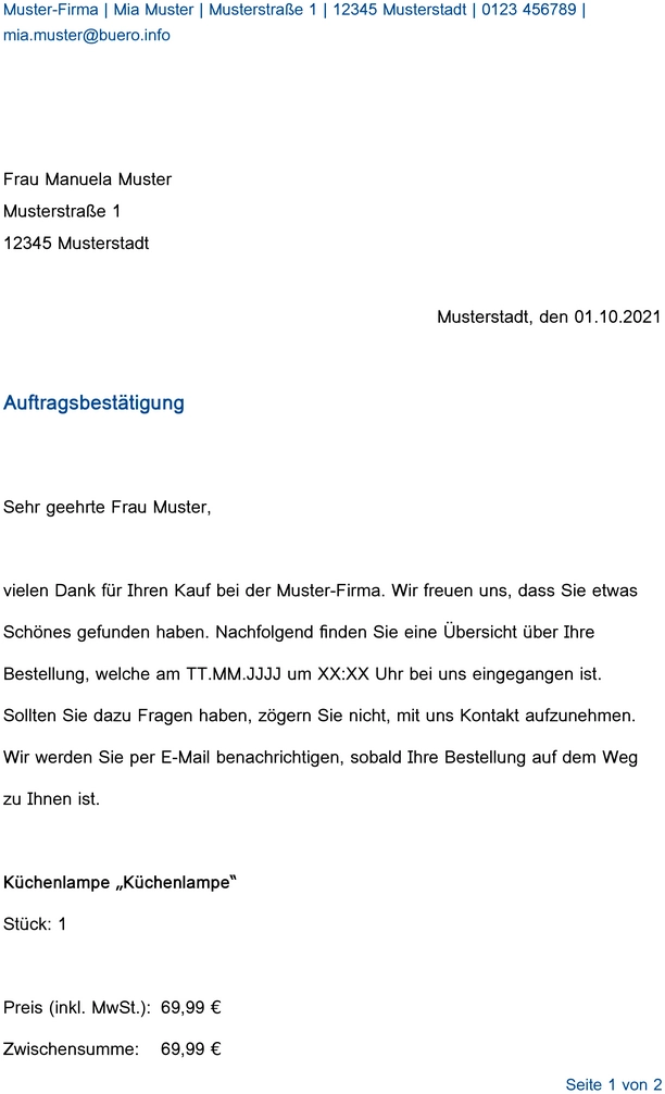 vorlage-auftragsbestaetigung-kuechenlampe-erstellen