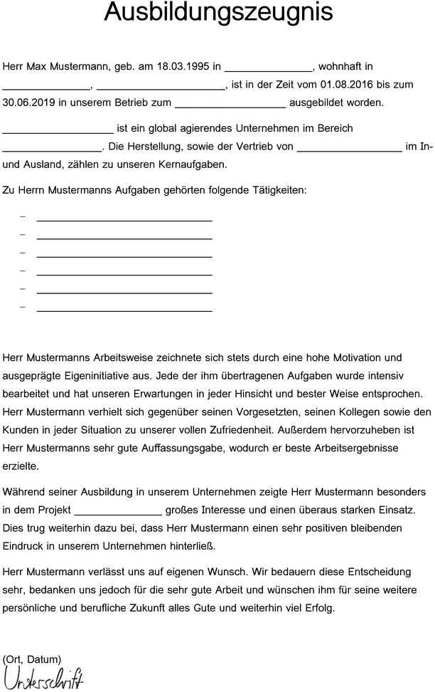 vorlage-ausbildungszeugnis-gestalten