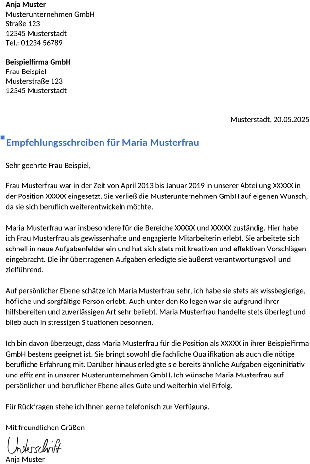 vorlage-beruf-empfehlungsschreiben