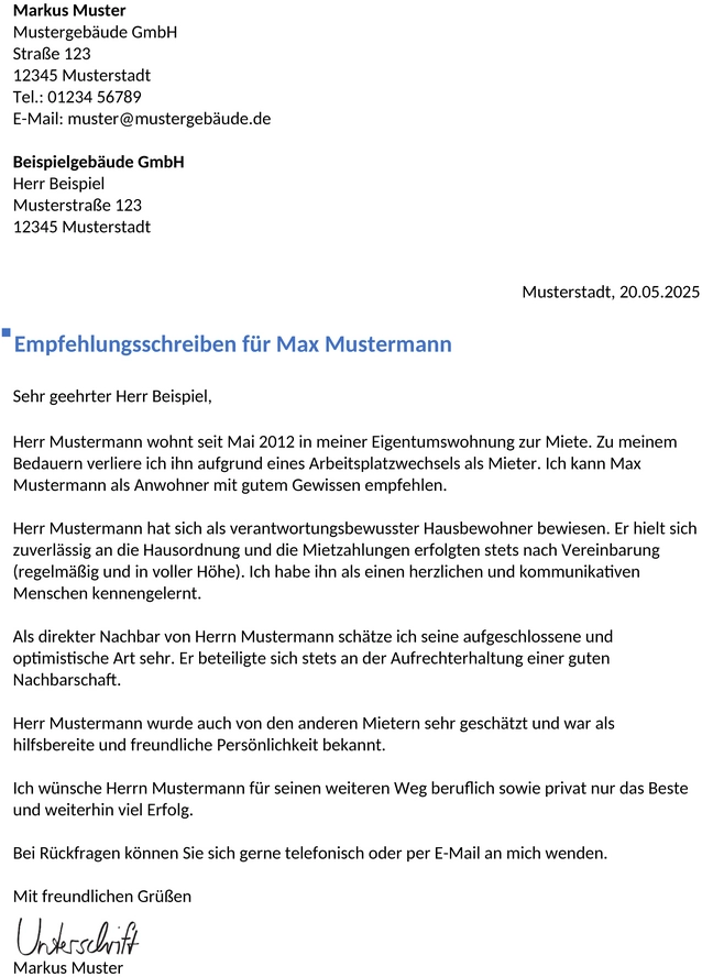 vorlage-bewerbung-empfehlungsschreiben