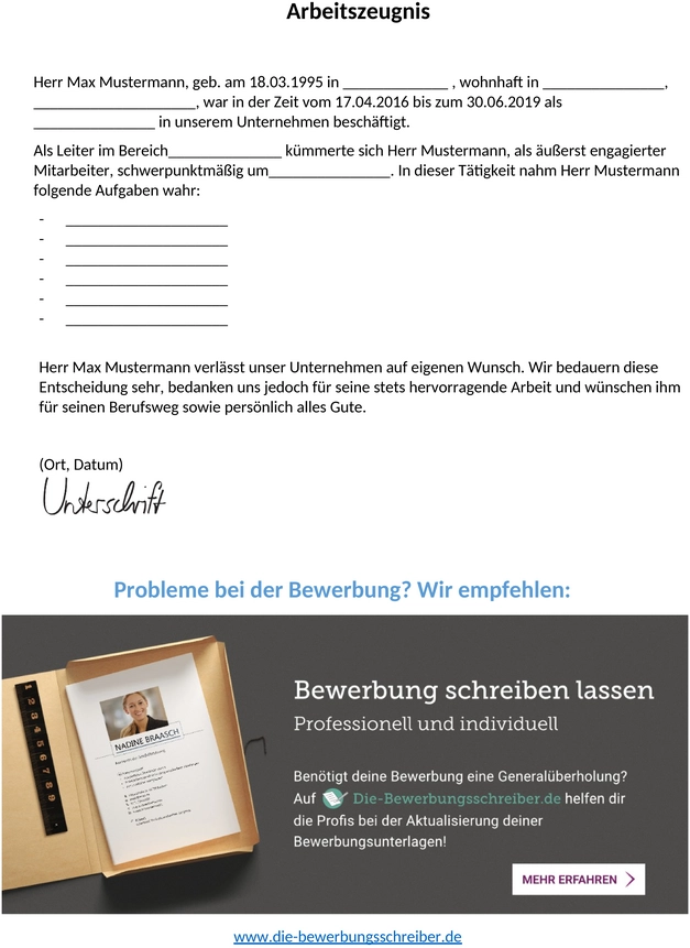 vorlage-einfaches-arbeitszeugnis