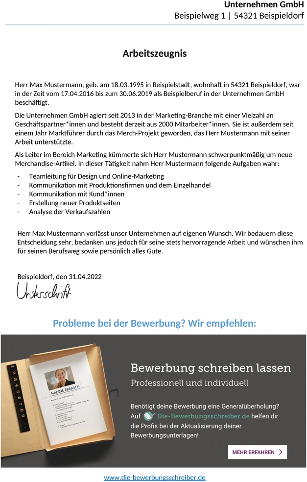 vorlage-einfaches-arbeitszeugnis