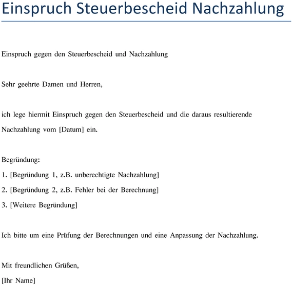 vorlage-einspruch-gegen-steuerbescheid-nachzahlung