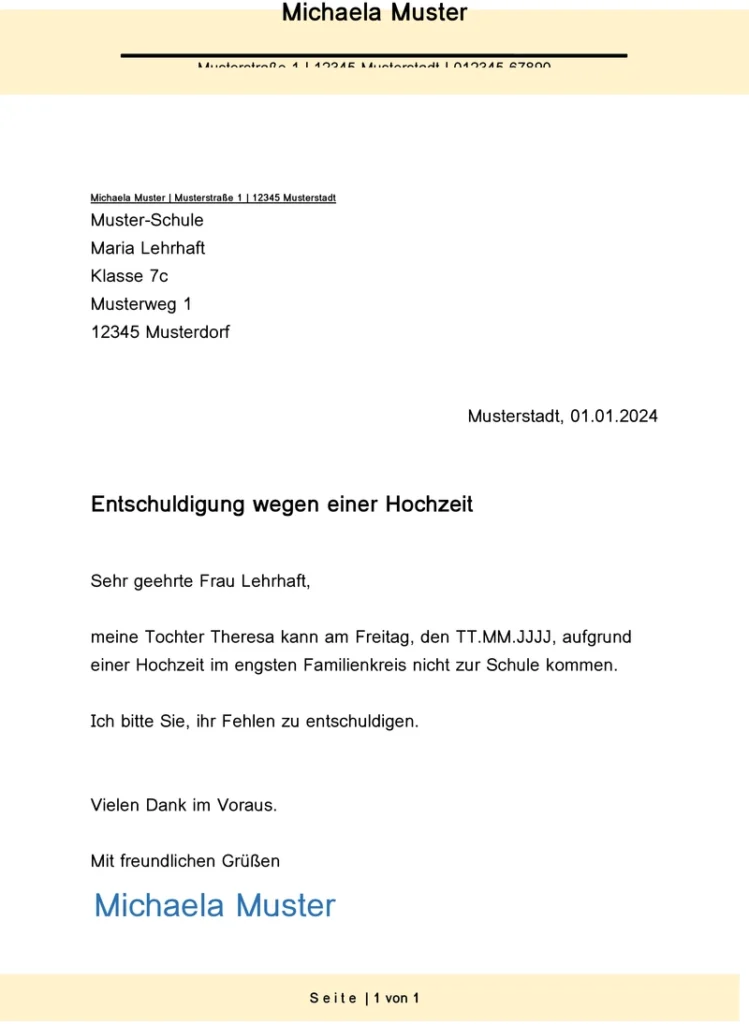 vorlage-entschuldigung-hochzeit-schule