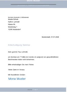 vorlage-entschuldigung-seminar-schule