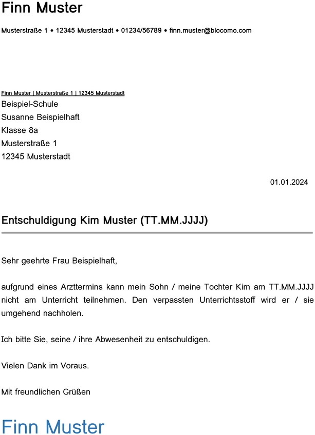 vorlage-entschuldigungsschreiben-arzttermin