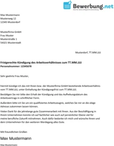 vorlage-fristgerechte-kuendigung-arbeitsverhaeltnis