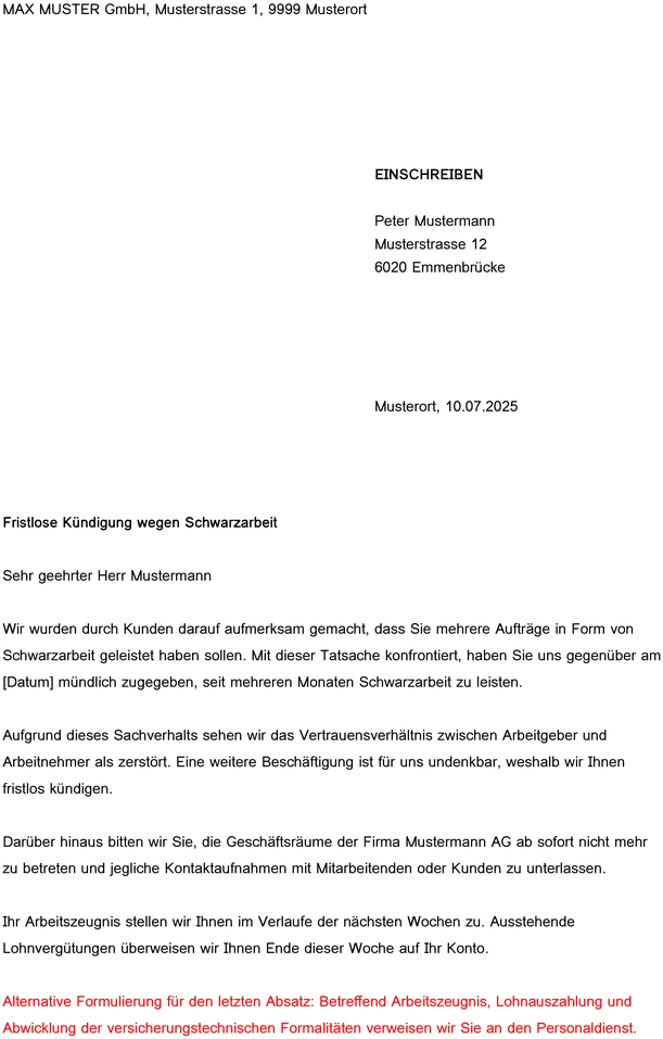 vorlage-fristlose-kuendigung-wegen-schwarzarbeit