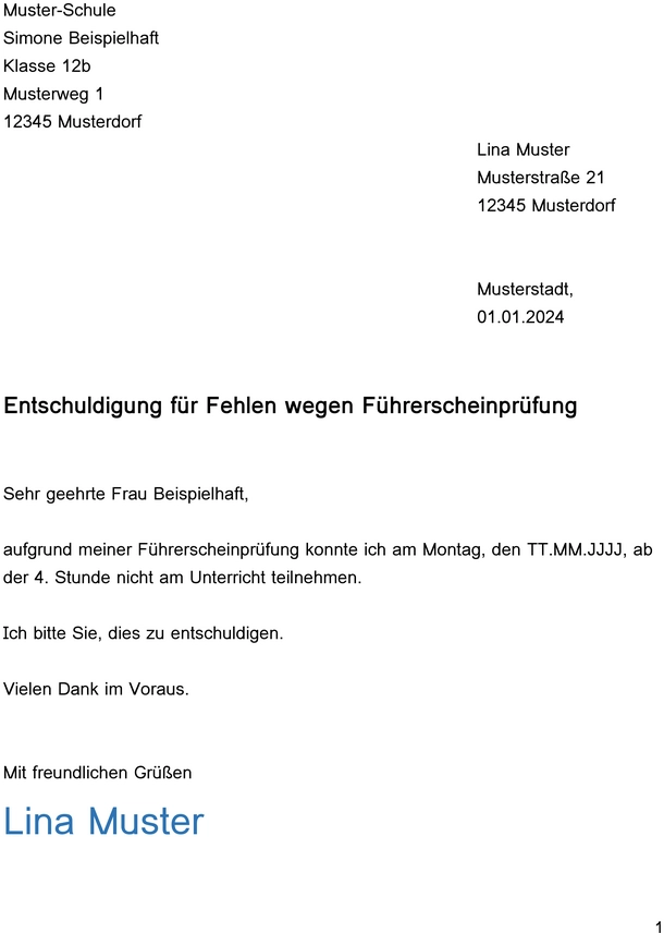 vorlage-fuer-entschuldigungsschreiben-wegen-fuehrerscheinpruefung