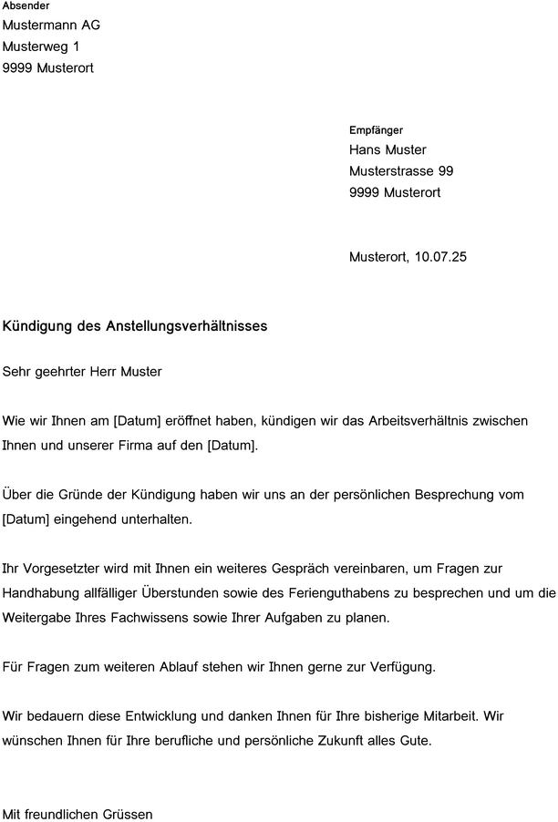 vorlage-kuendigung-des-anstellungsverhaeltnisses