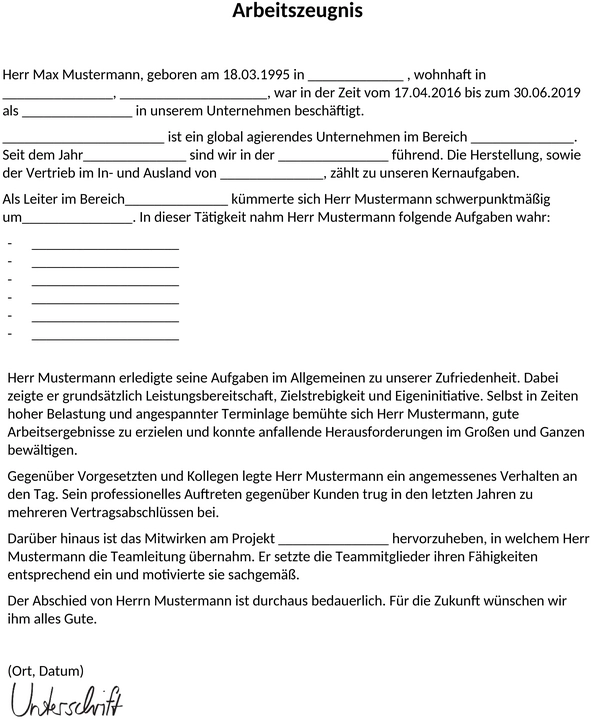 vorlage-schlechtes-arbeitszeugnis
