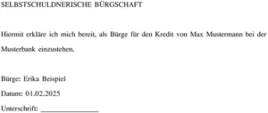vorlage-selbstschuldnerische-buergschaft-fuer-kredite