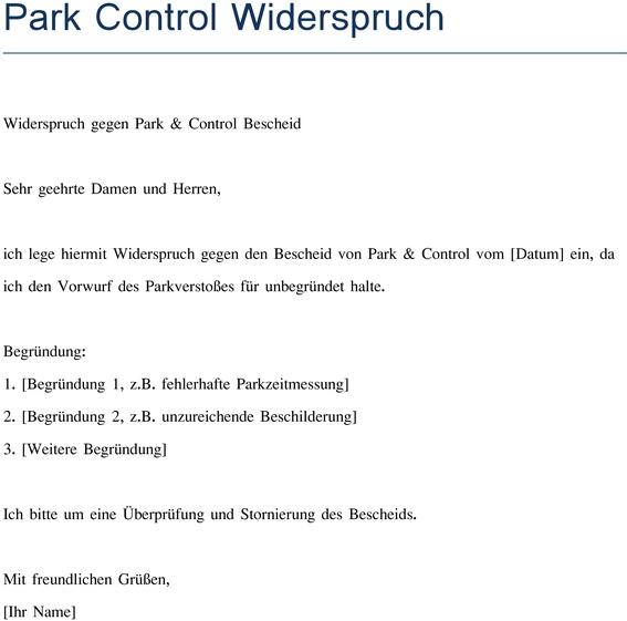 vorlage-widerspruch-gegen-park-control-bescheid