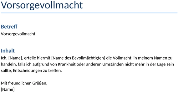 vorsorgevollmacht