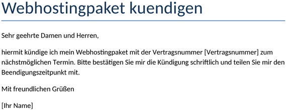 webhostingpaket-kuendigung