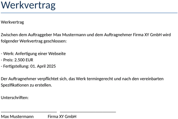 werkvertrag-vorlage