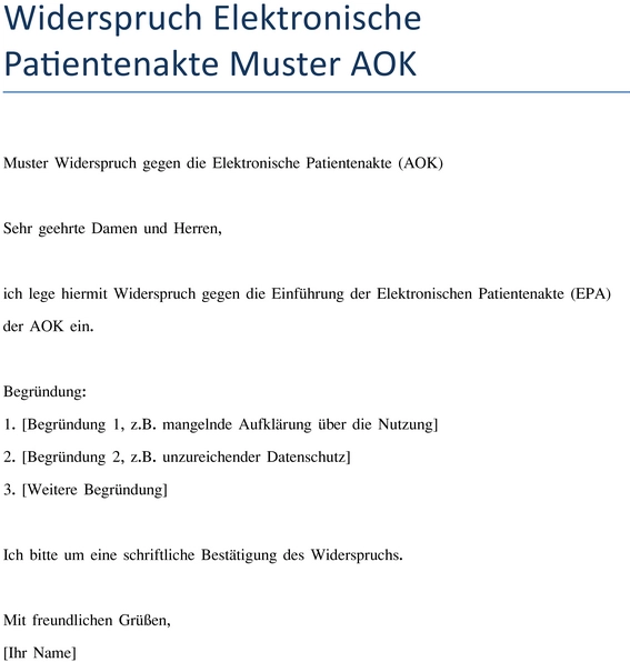 widerruf-elektronische-patientenakte-aok-muster