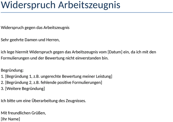 widerspruch-arbeitszeugnis