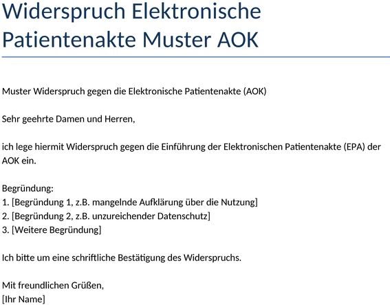 widerspruch-elektronische-patientenakte-muster-aok