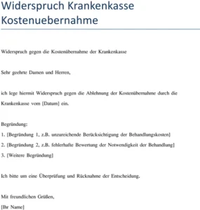 widerspruch-krankenkasse-kostenuebernahme