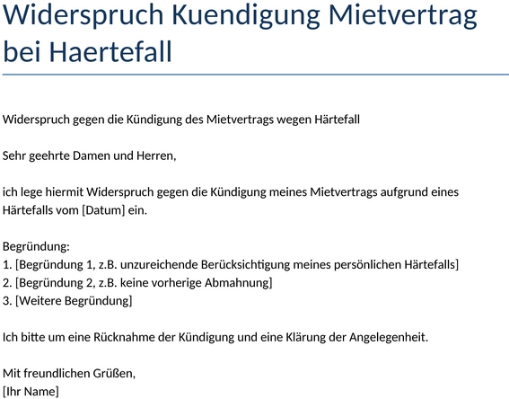 widerspruch-kuendigung-mietvertrag-haertefall