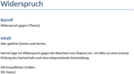 widerspruch-vorlage