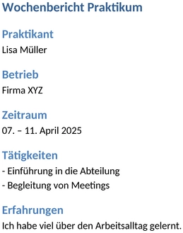 wochenbericht-praktikum