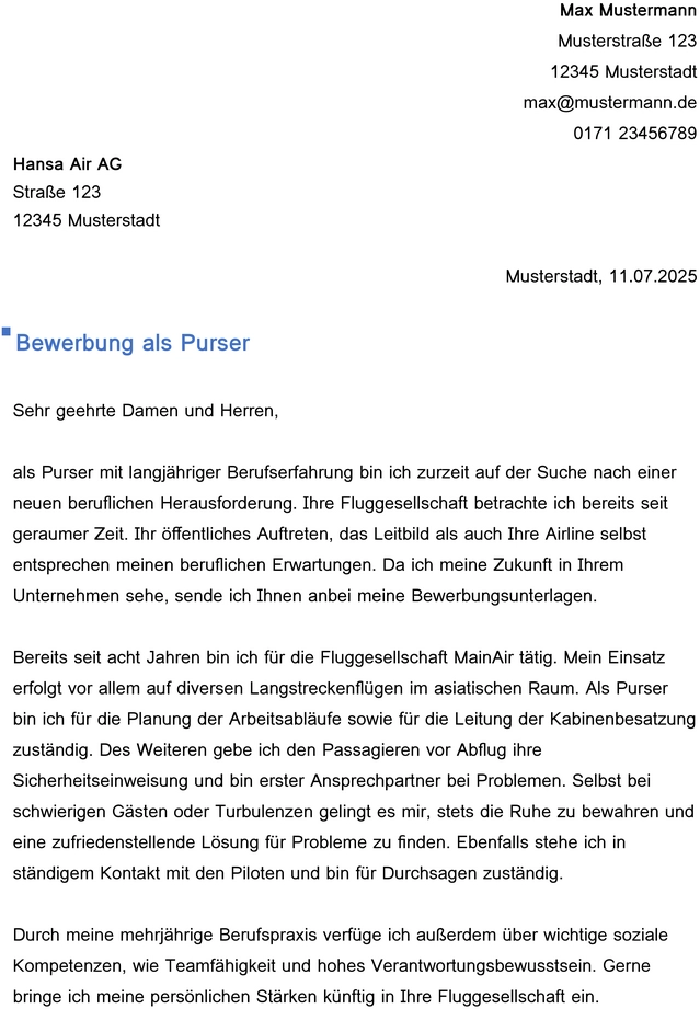 word-bewerbungsvorlage-purser-mit-berufserfahrung