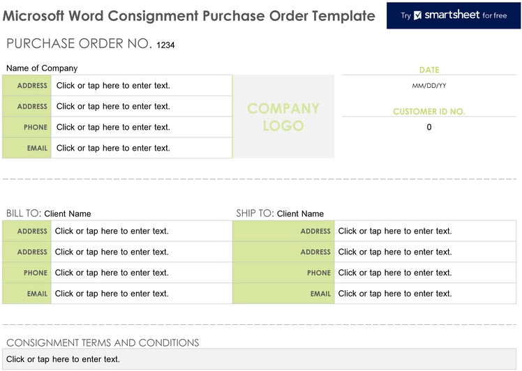 word-consignment-purchase-order-vorlage