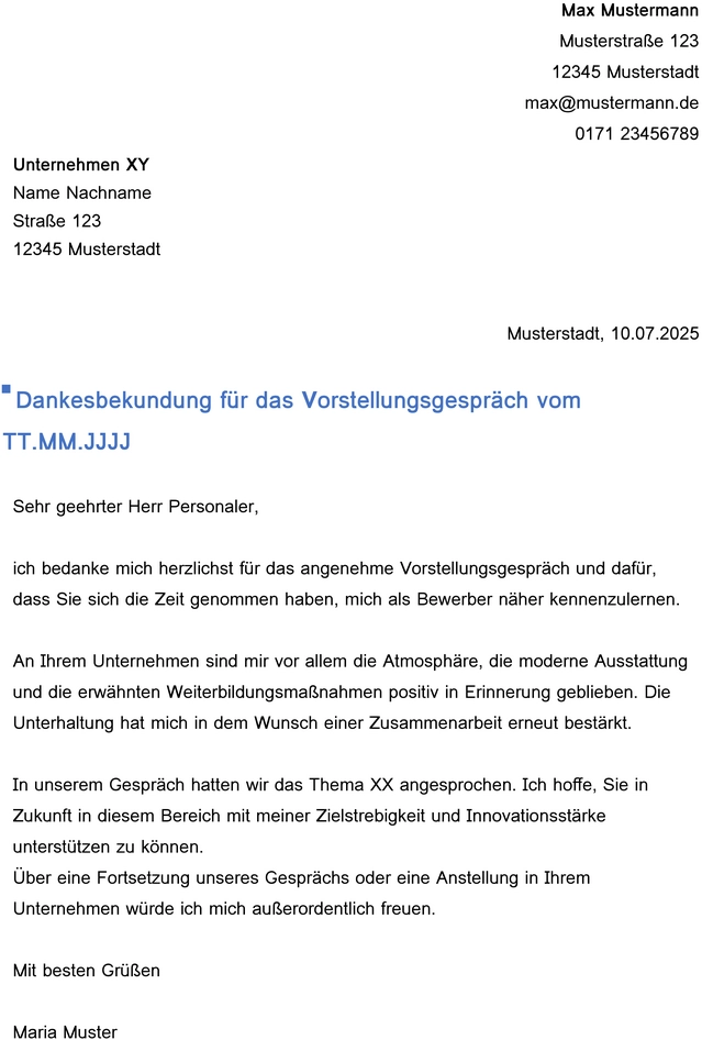 word-dankesbekundung-vorlage-fuer-vorstellungsgespraeche