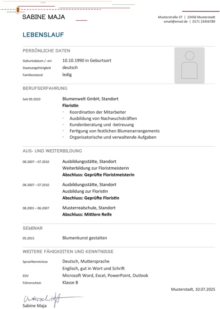 word-lebenslauf-vorlage-kreative-und-traditionelle-berufe
