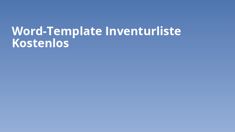 Word-Template Inventurliste Kostenlos