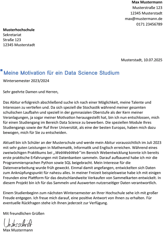 word-vorlage-bewerbung-data-science-studium