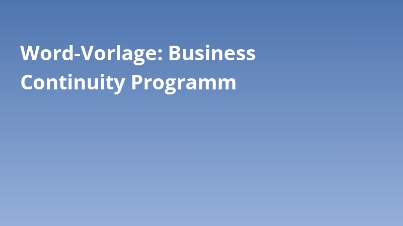 Word-Vorlage: Business Continuity Programm