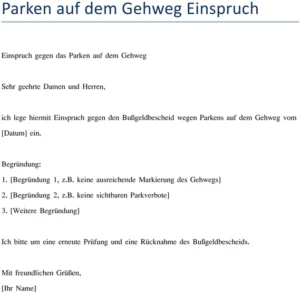 word-vorlage-einspruch-gegen-bussgeldbescheid-wegen-parken-auf-dem-gehweg