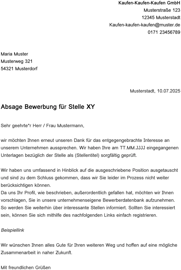 word-vorlage-fuer-absage-auf-bewerbung