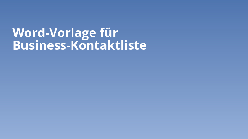 Word-Vorlage für Business-Kontaktliste