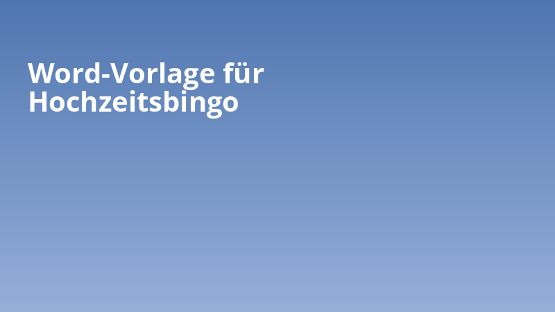 Word-Vorlage für Hochzeitsbingo